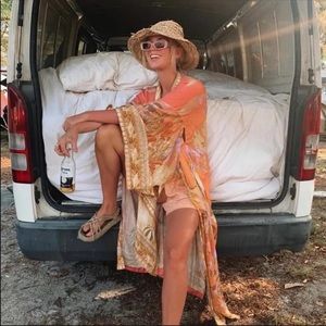 Bohemian Mermaid Print Printed Kimono Cardigan